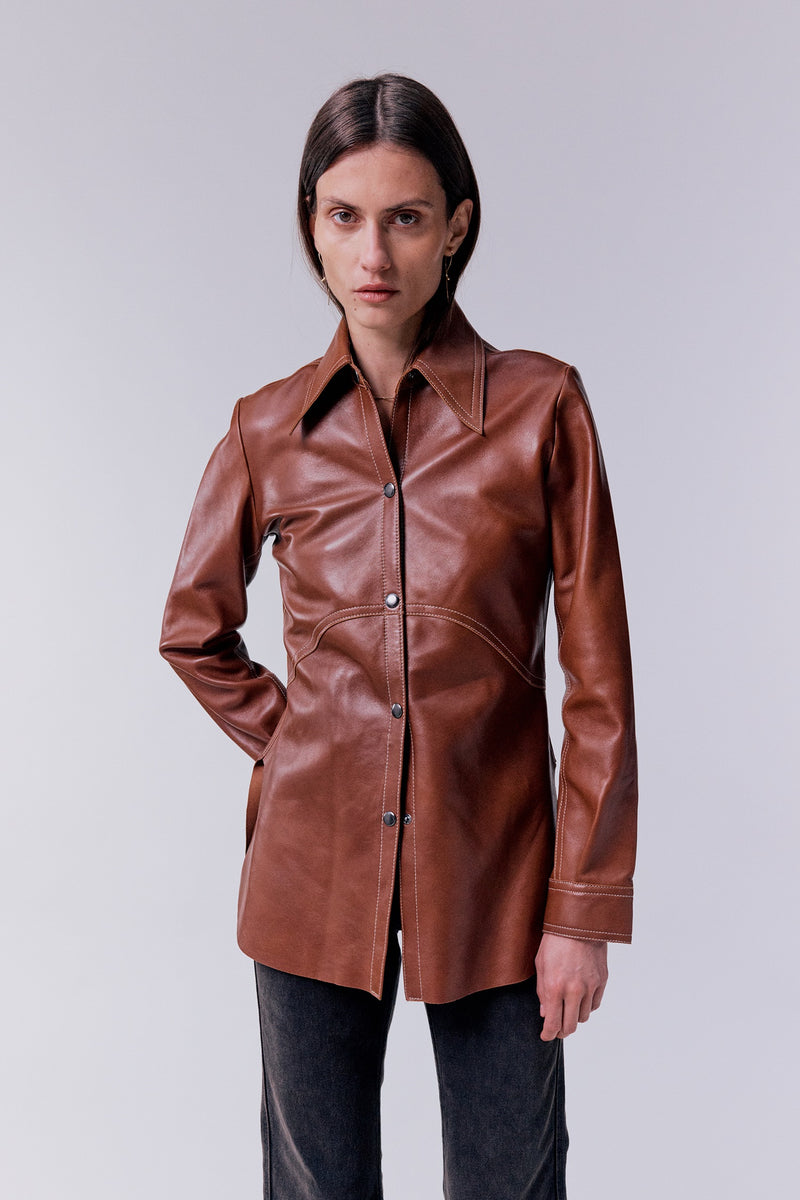 THE LEATHER SHIRT <br> Caramel