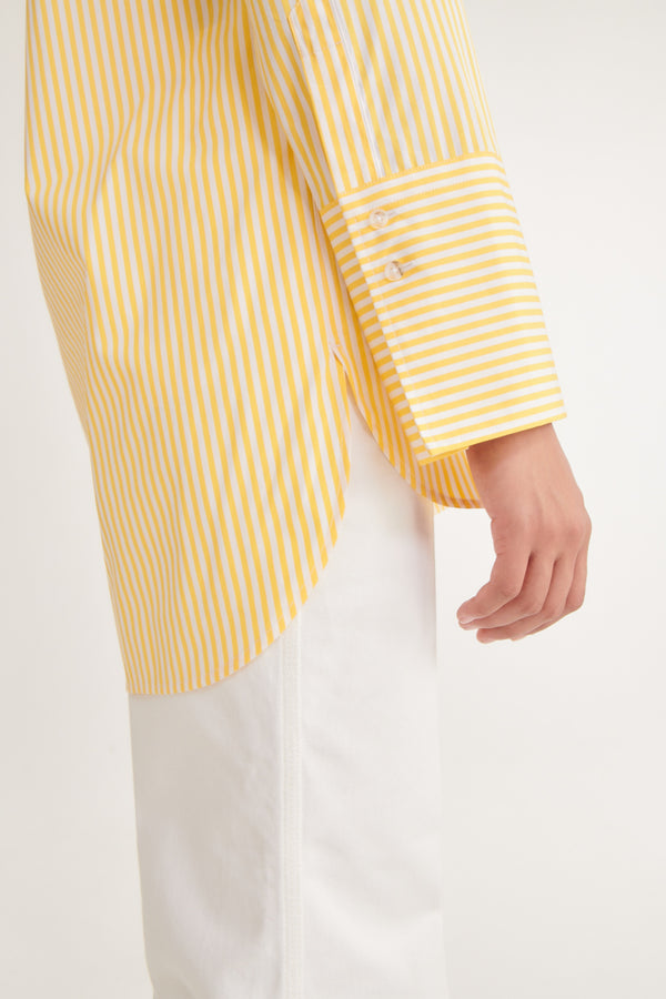 THE LONG SHIRT <br> Popelin Yellow Stripes