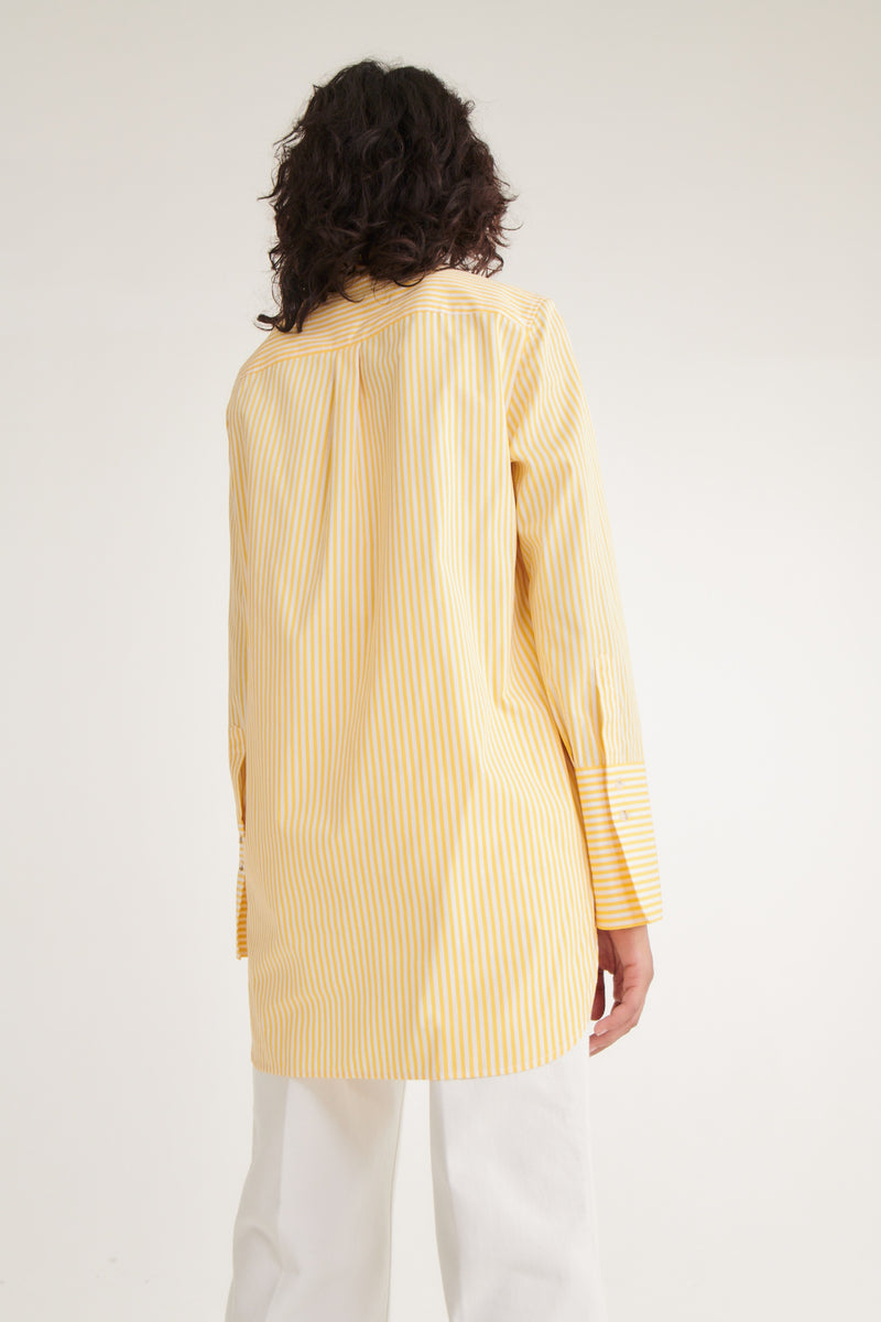 THE LONG SHIRT <br> Popelin Yellow Stripes