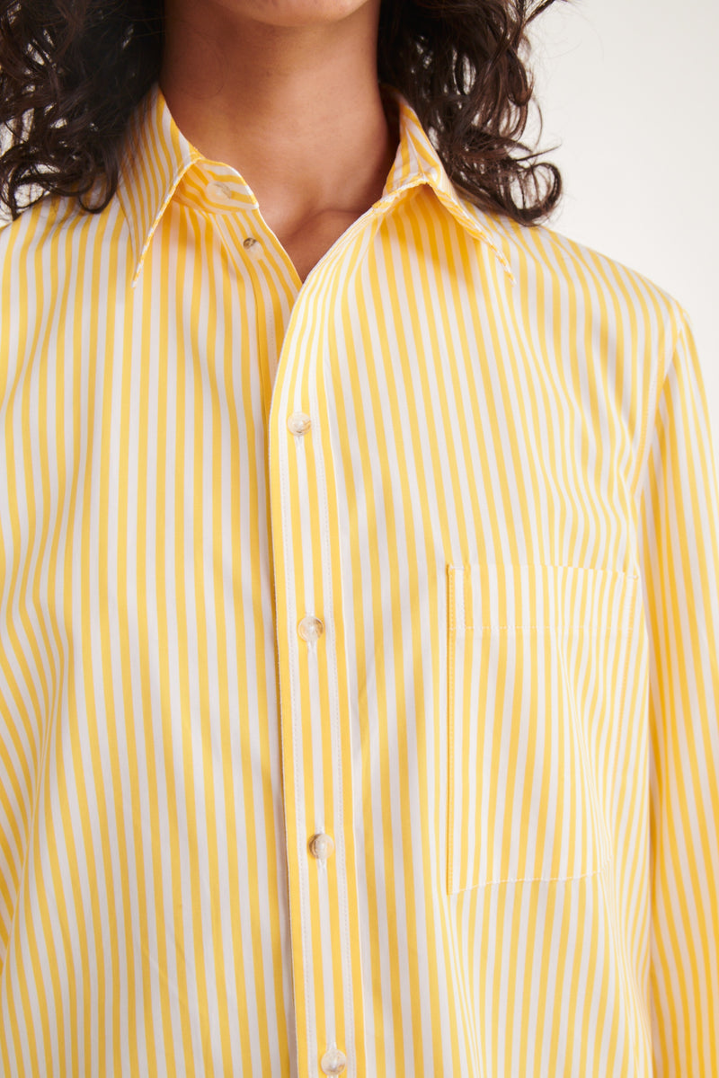 THE LONG SHIRT <br> Popelin Yellow Stripes