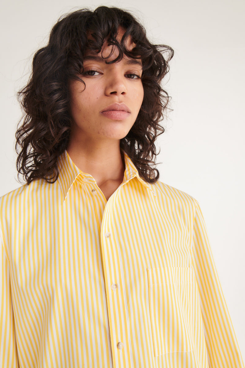 THE LONG SHIRT <br> Popelin Yellow Stripes