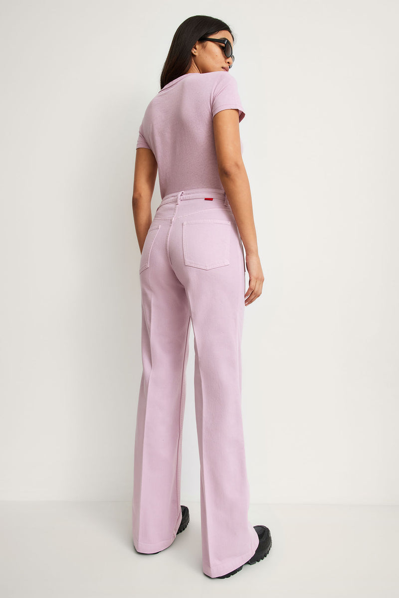 THE LONG TROUSERS <br> Denim Dirty Lilac